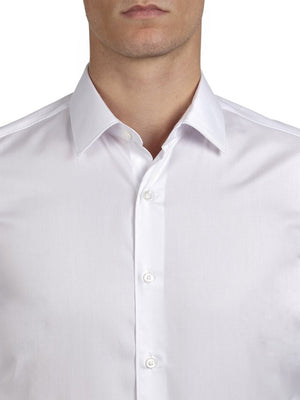 White Plain Slim Fit Ethan 2 Ply Cotton Shirt