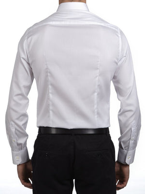 White Plain Slim Fit Ethan 2 Ply Cotton Shirt