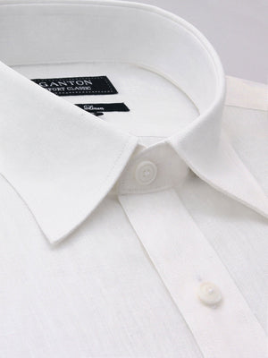 White Plain Classic Fit Usher Pure Linen Shirt