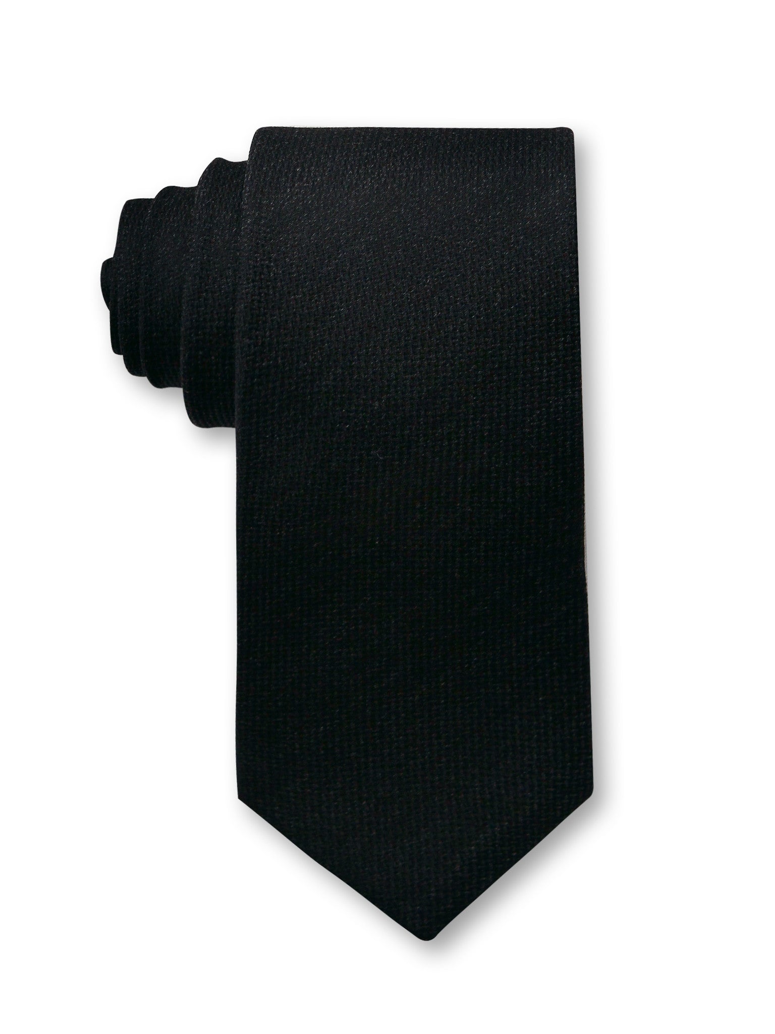 Black Plain 7cm Ganton Essentials Italian Silk Tie Made in Australia