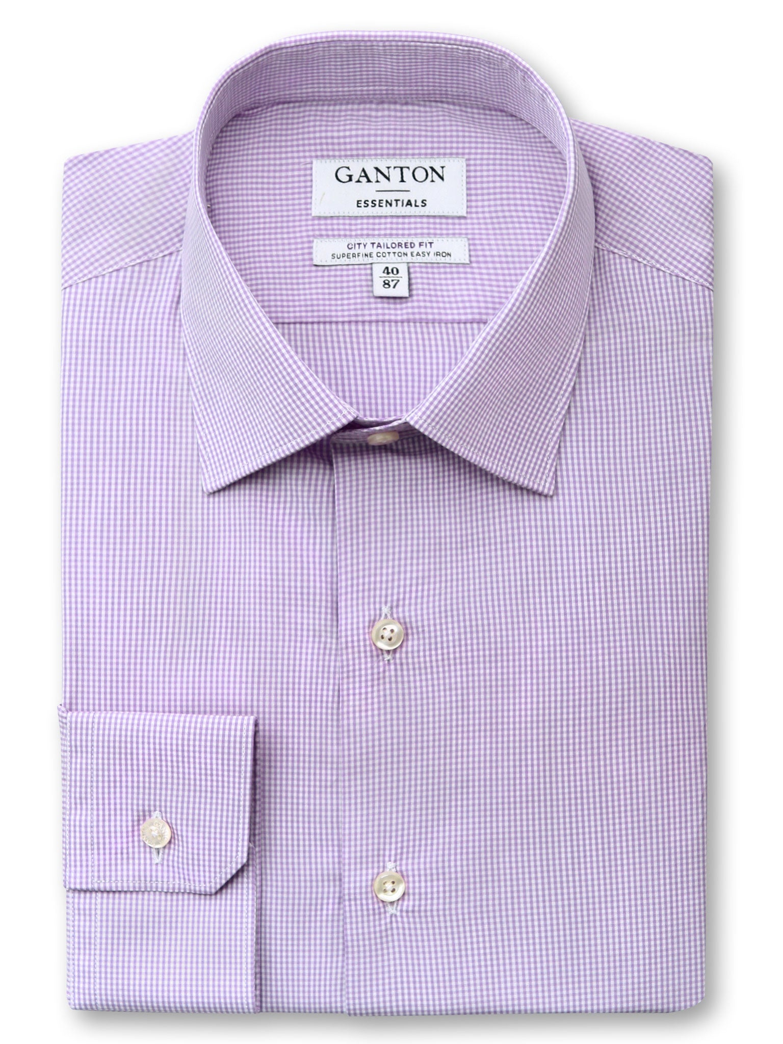 Purple Check Tailored Fit Earl Easy Iron Superfine Cotton Essentials Shirt