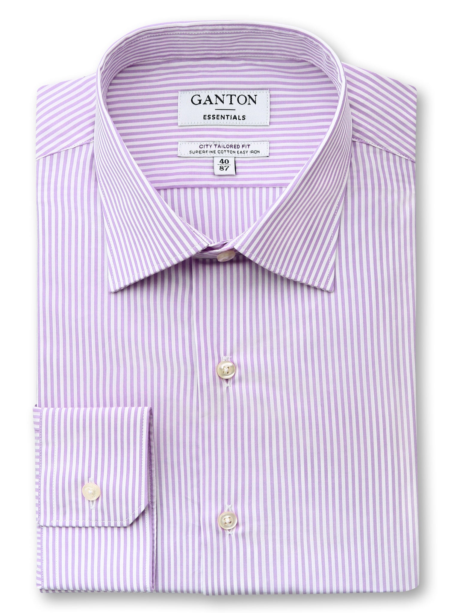 Pink White Stripe Tailored Fit Emanuel Easy Iron Superfine Cotton Essentials Shirt