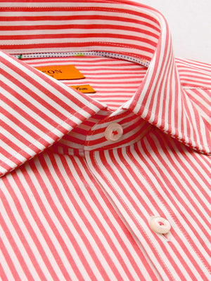 Red White Stripe Tailored Fit Joel Easy Iron Pure Cotton Shirt