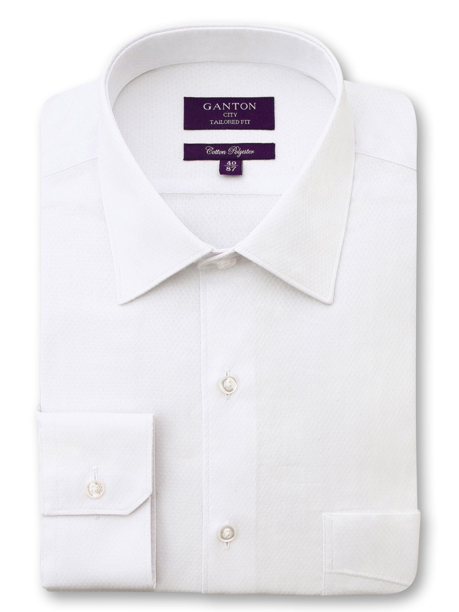 White Textured Tailored Fit Davis Cotton Polyester Shirt