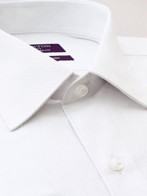 White Textured Tailored Fit Davis Cotton Polyester Shirt