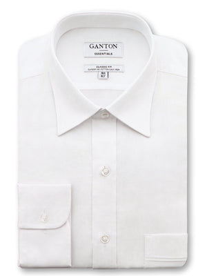 White Classic Fit Edward Easy Iron Superfine Cotton Essentials Shirt