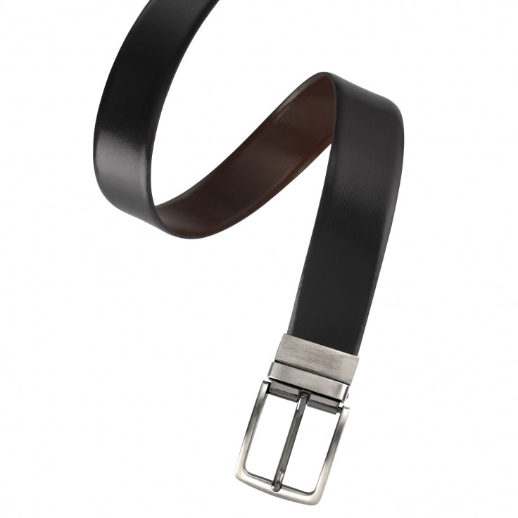 Black/Marble Brown Reversible Leather Belt