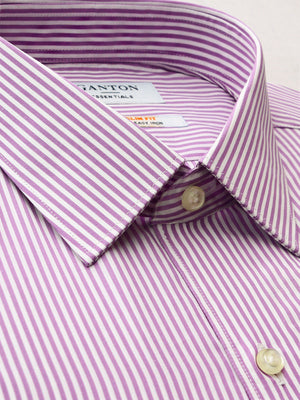 Purple White Stripe Slim Fit Edmond Easy Iron Superfine Cotton Essentials Shirt