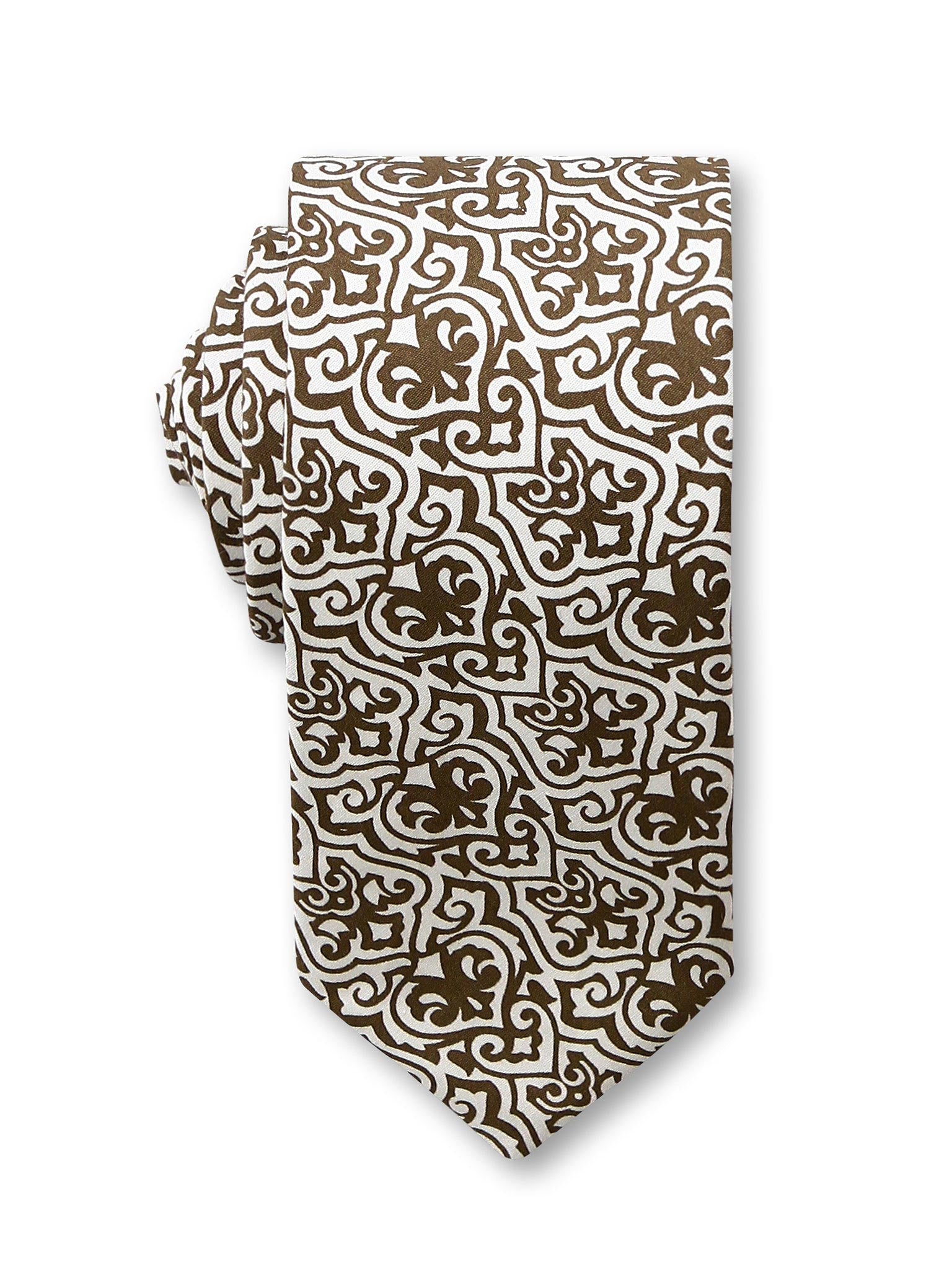 Brown Printed 7cm Alfred Cotton Tie Made in Australia
